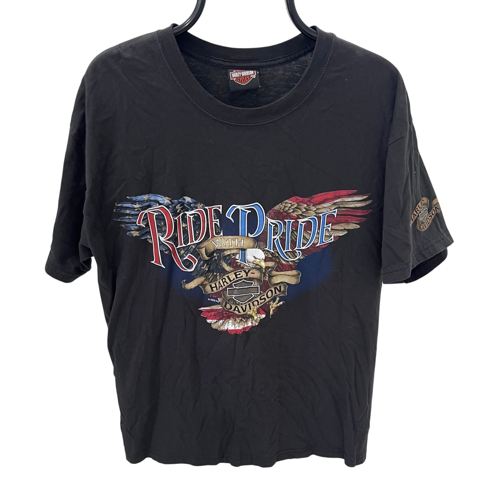 Harley Davidson Greenville Sc Ride With Pride Patriotic Graphic T-Shirt~Men's Lg